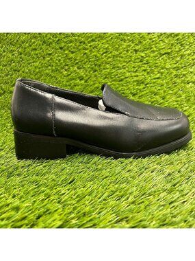 SlipGrips Womens Size 6.5D Black Leather Slip-Resistant Slip-On Dress Shoes